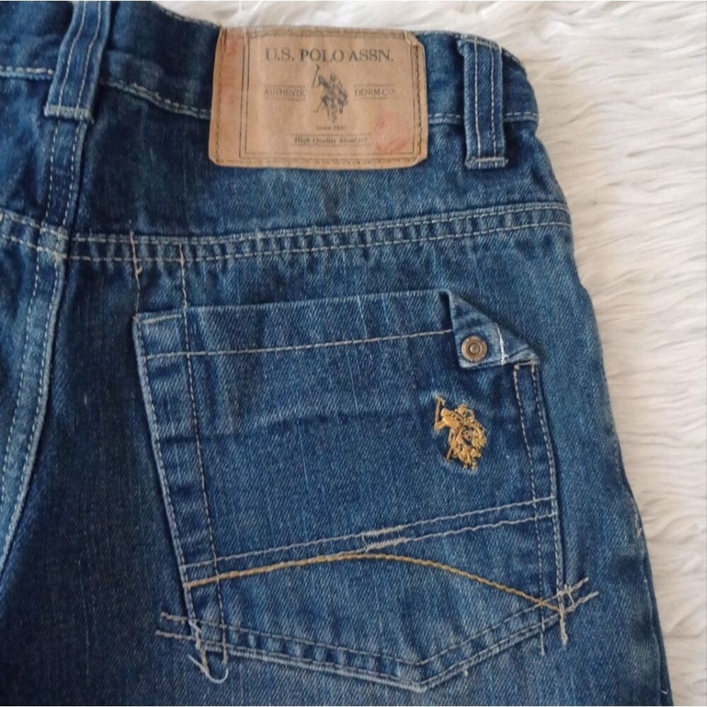 US Polo Boys Blue Bermuda Denim Shorts Sz 14 - Picture 9 of 12